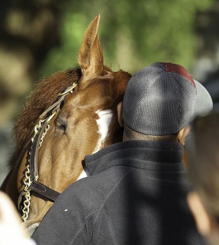 Rich Strike with assistant trainer