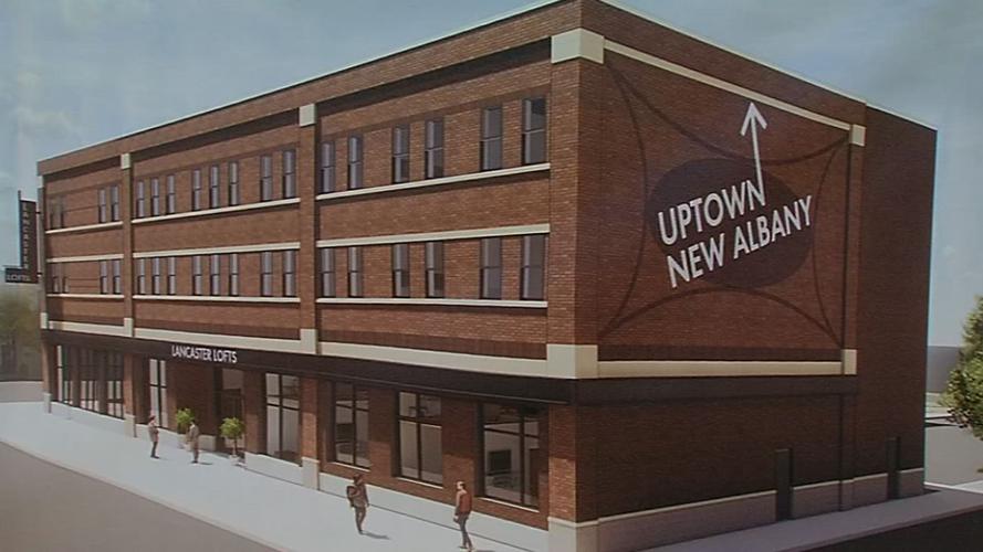 Rendering of planned Lancaster Lofts apartment complex in New Albany