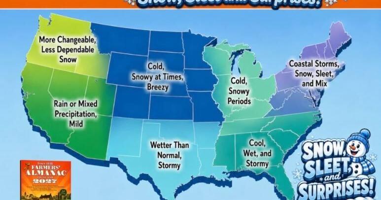FARMERS' ALMANAC 2026-27 Winter Outlook Aug 10, 2026 Aug 10, 2026 Updated 7 mins ago