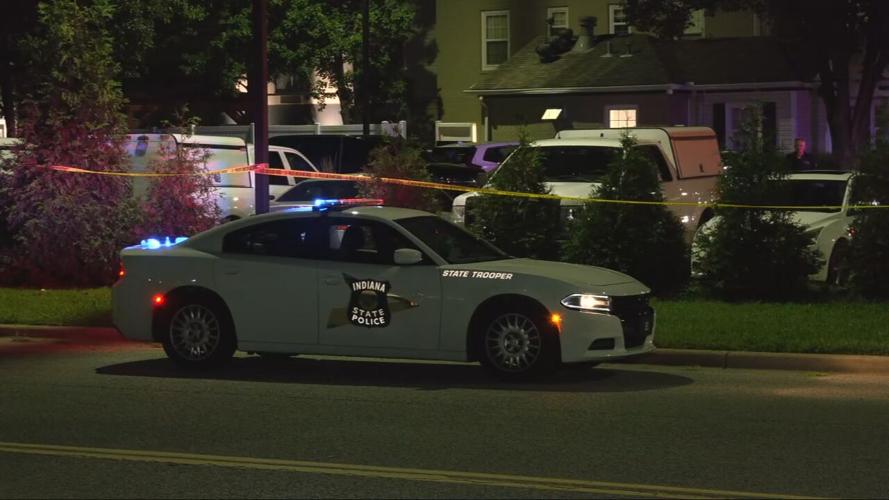 Indiana State Police car outside Avia apartments in Jeffersonville, Indiana