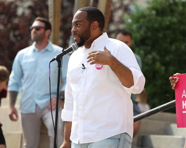 Charles Booker at abortion rally