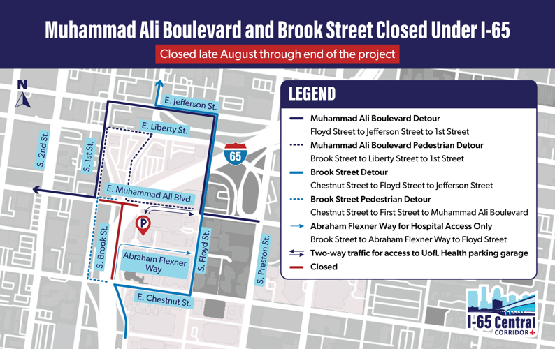 Downtown Louisville I-65 road closures