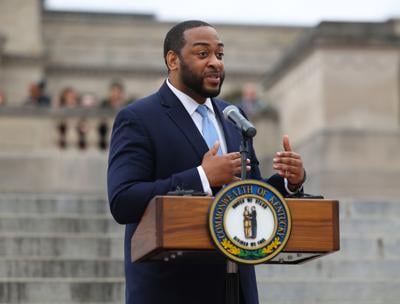 Charles Booker speaks at March on Frankfort.JPG