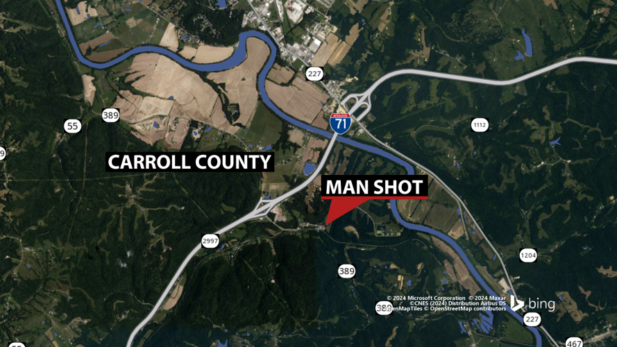 Map of road rage incident in Carroll County