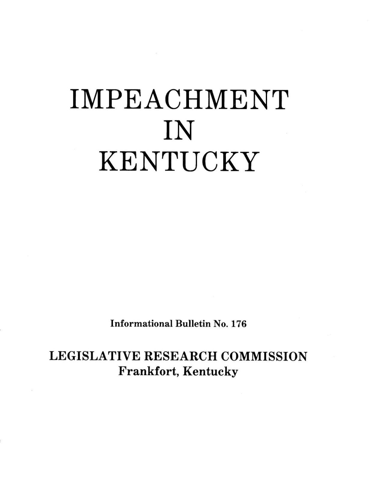 Report: Impeachment in Kentucky