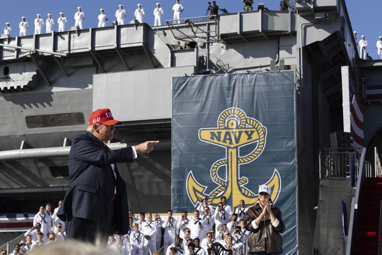 Potus Trump on USS Truman for Navy's 250th 10-5-2025