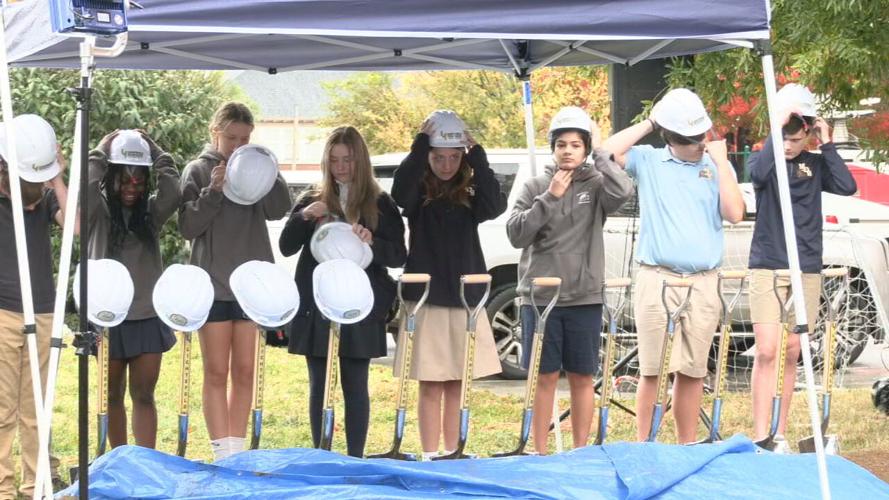 Meredith-Dunn students at ceremonial groundbreaking