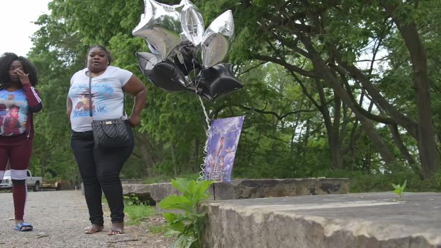 Kelaiah Perry visits the spot where her 15-year-old son was murdered in Dec. 2022