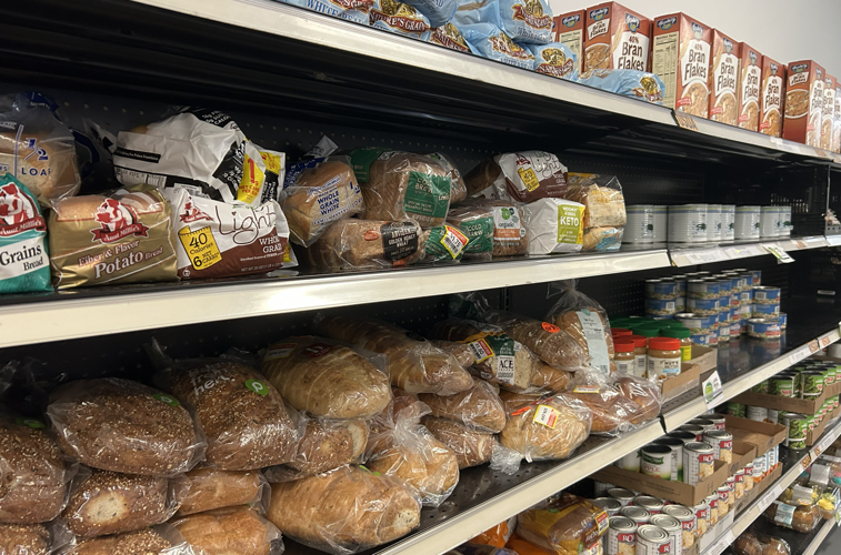 Bread on shelves at local food bank