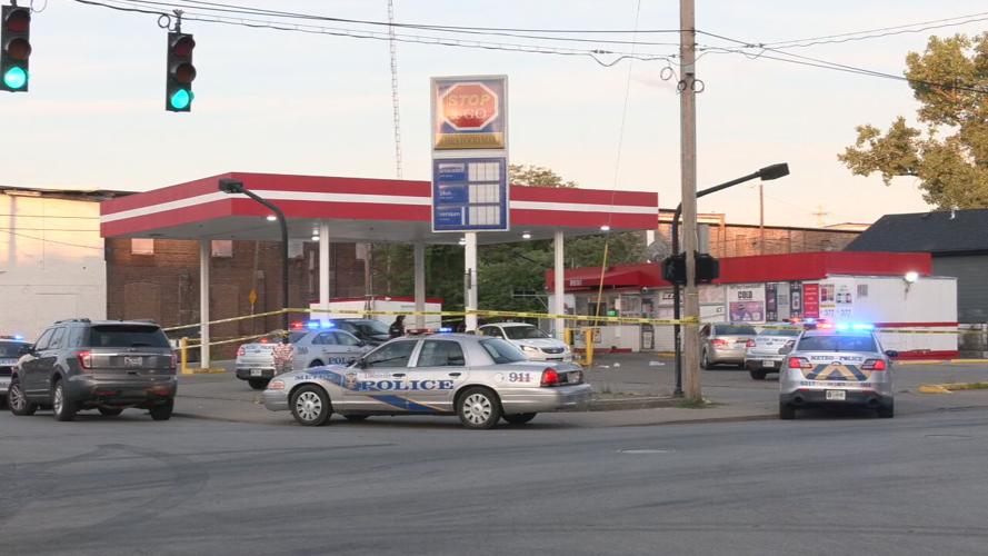 Crime scene at July 15, 2022 shooting at the Stop & Go food mart