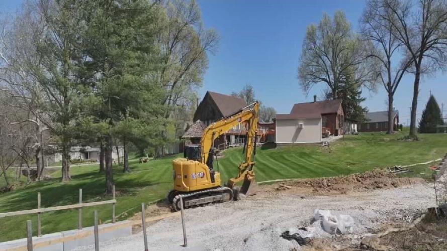 Construction equipment on multiuse path in New Albany Indiana