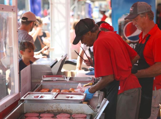 Donut burger being made at Kentucky State Fair.JPG