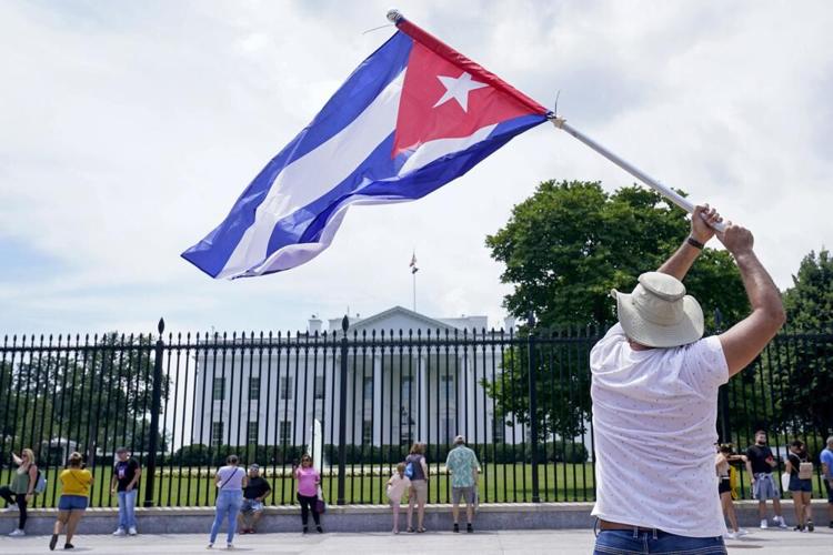 Supporters of Cuban protesters rally outside White House on 7-13-21