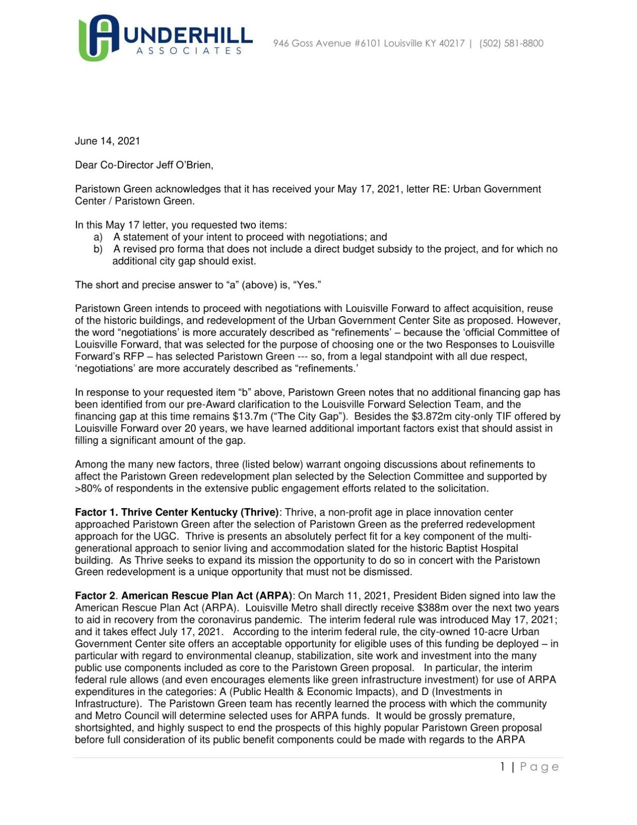 Paristown Green letter