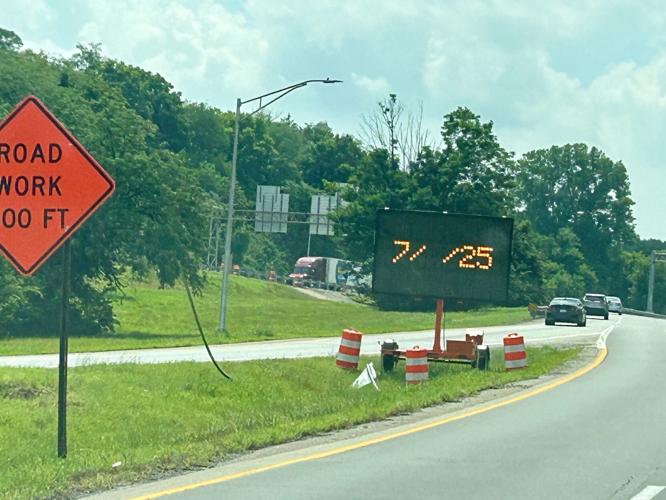 Signs posted ahead of I-264 project near new VA hospital 7-8-25