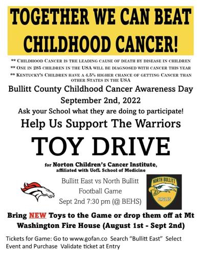 Toy Drive flyer Childhood Cancer Awareness Month
