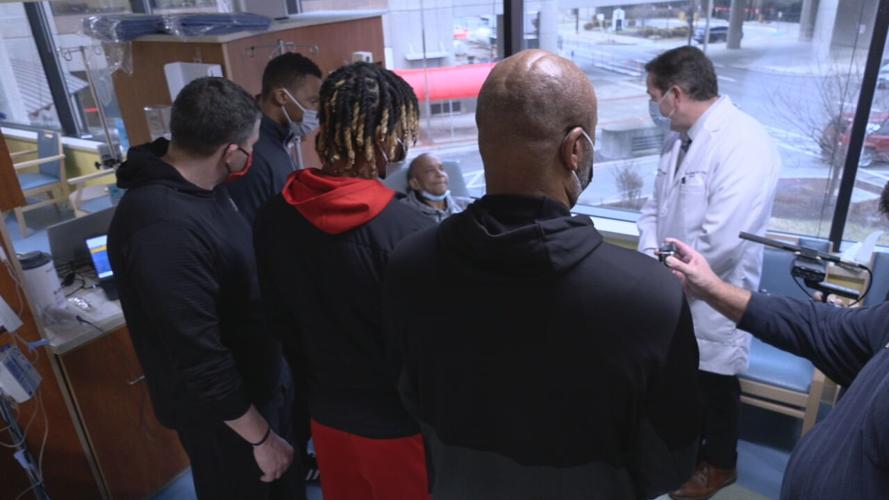 UL COACHES VISIT BROWN CANCER CENTER 1-30-23