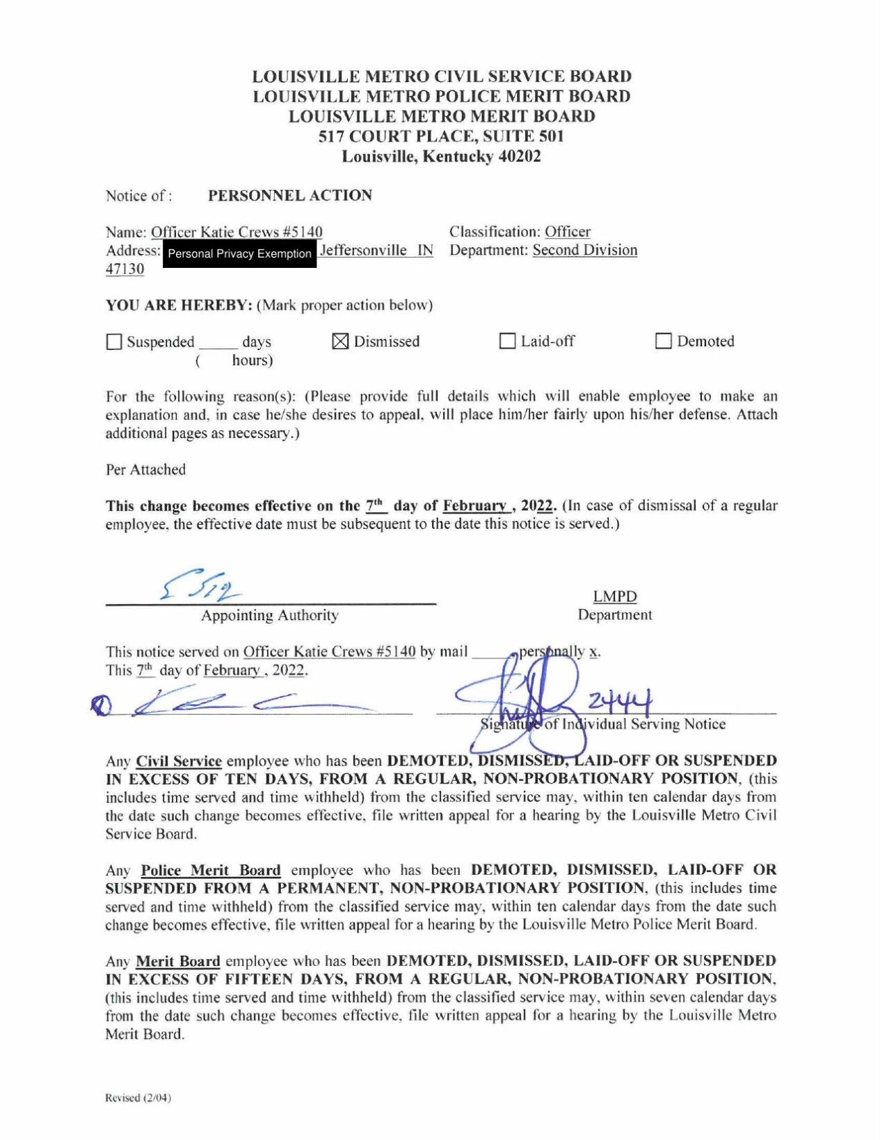 Katie Crews Merit Board Letter