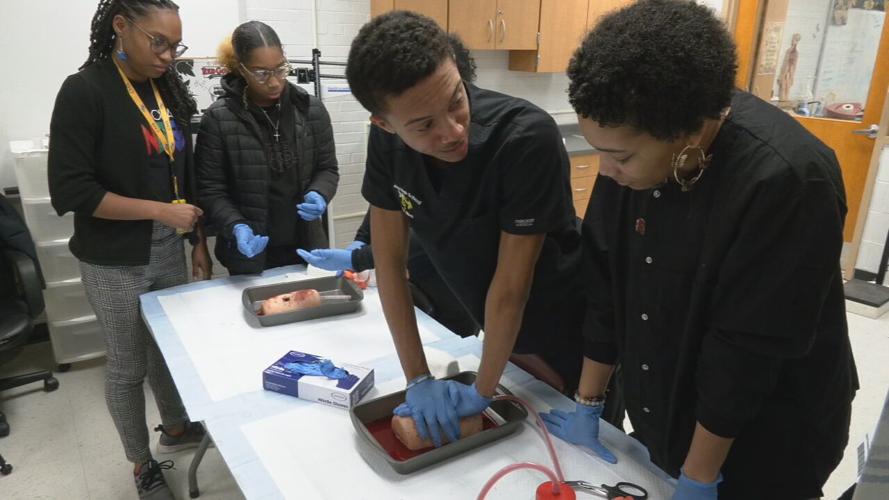 Central High School Students Demonstrate the Life Saving Methods Taught in Class