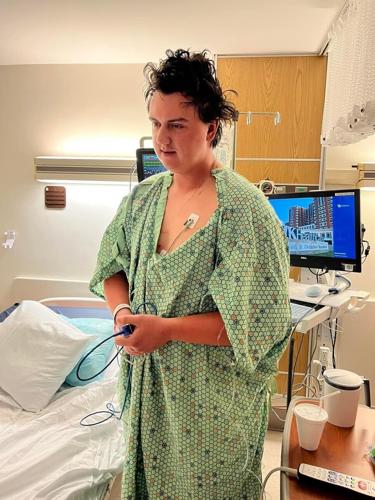 Tyler Morrison in hospital gown