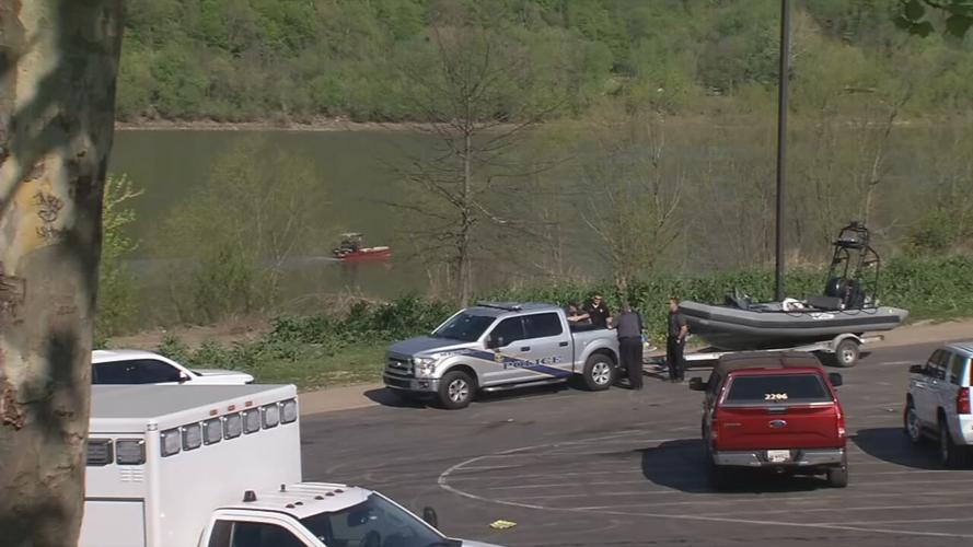April 19, 2021 search for missing people at Greenwood Boat Dock after boat collides with barge on Ohio River on April 17, 2021