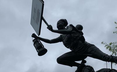 'Blank Slate: Hope for a New America' sculpture by African artist Kwame Akoto-Bamfo