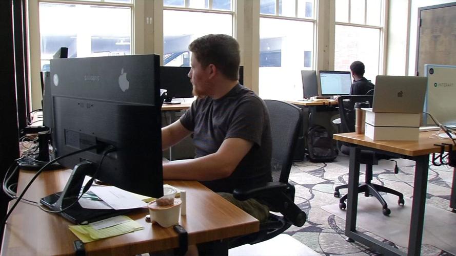 Students learning coding skills