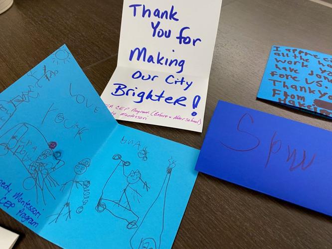 Cards given to LMPD by JCPS students in honor of Officer Nick Wilt