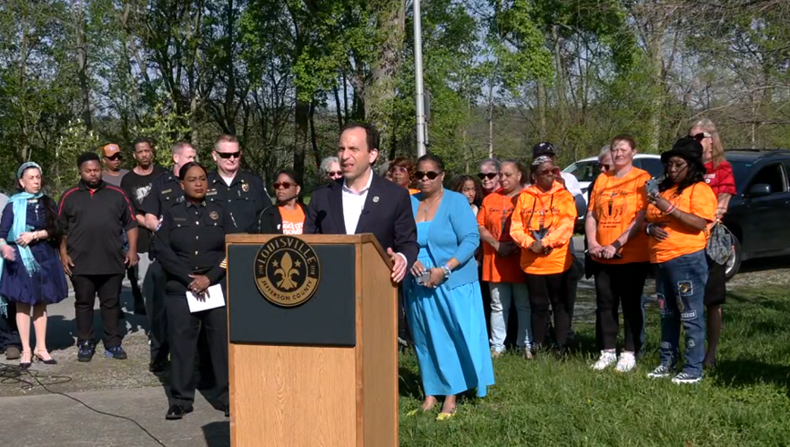 Louisville Mayor Craig Greenberg discusses gun violence on Chickasaw Park shooting anniversary