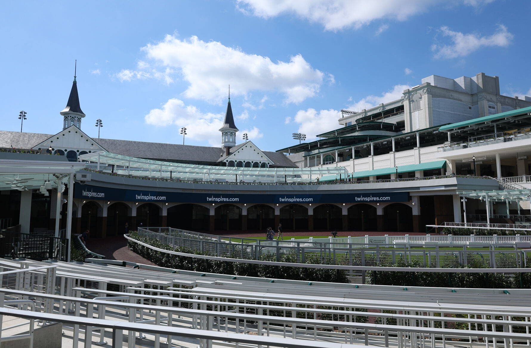 Paddock overlooking Twin Spires at Churchill Downs.JPG
