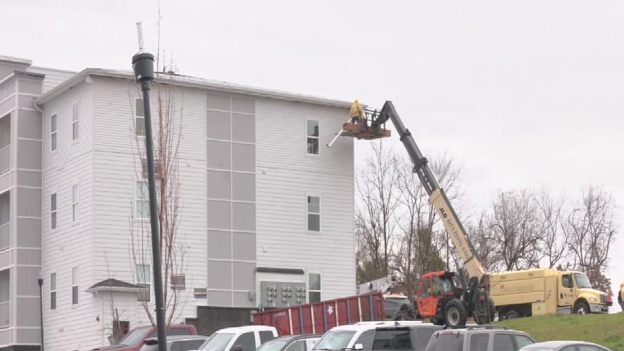 Storm damage in Jeffersontown - Stables at English Station apartments 4-3-25