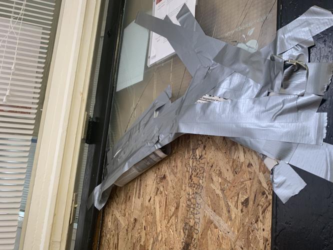 Broken door after break-in