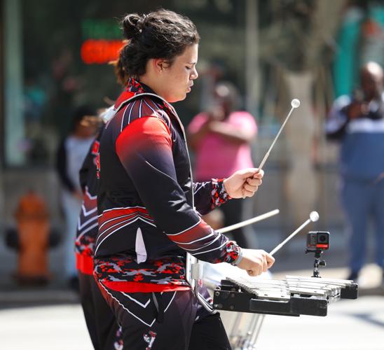 Drummer plays at parade.JPG