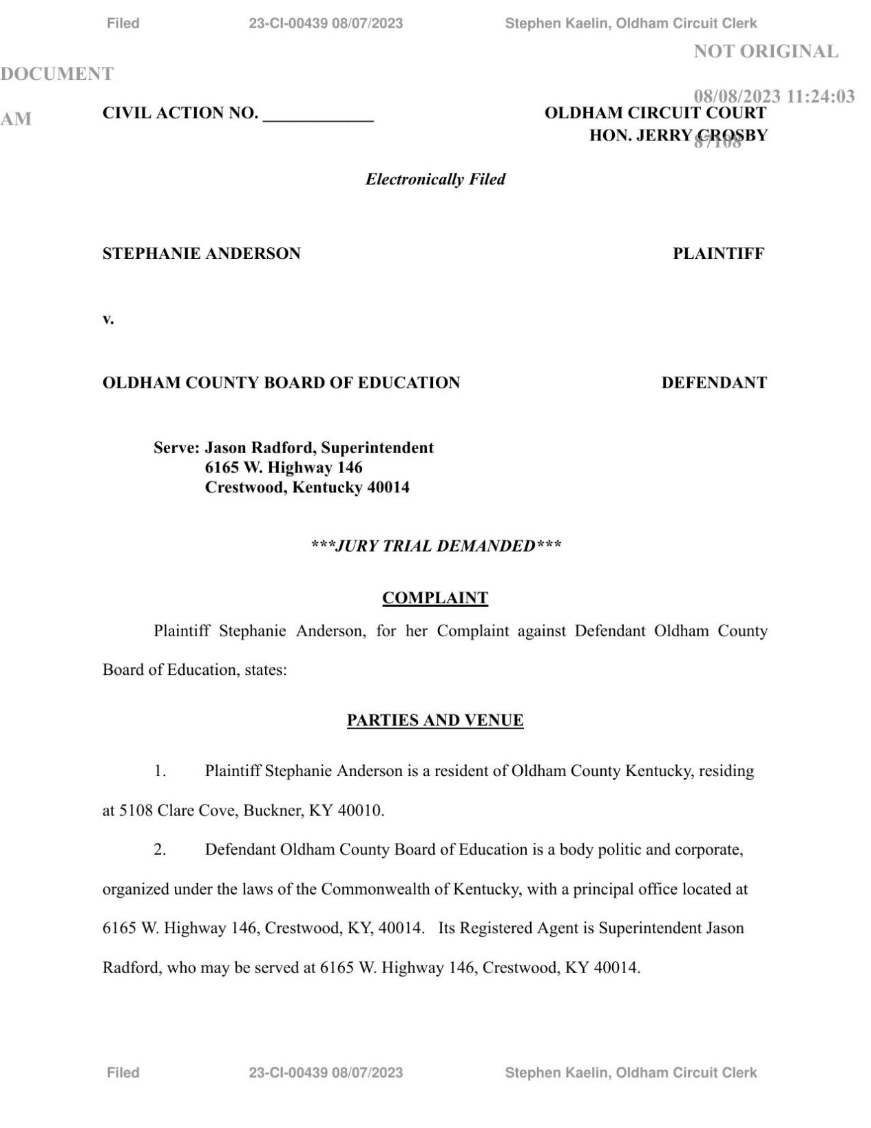 Oldham County Schools lawsuit