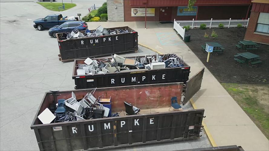 Dumpsters outside Thomas Jefferson Elementary School in Jeffersonville