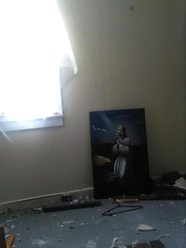 Damage to South Fork Church of God in Powell County, Kentucky after vandals break in