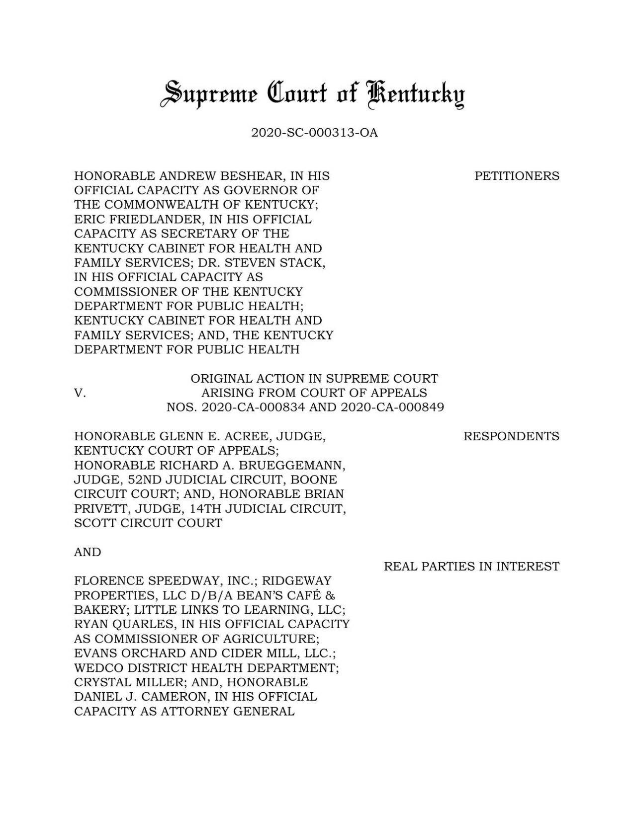Kentucky Supreme Court's unanimous ruling to uphold Gov. Andy Beshear's COVID-19 orders
