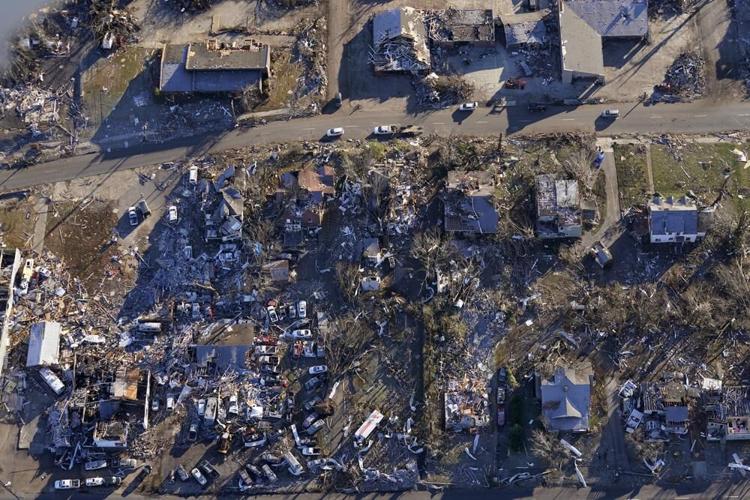 Aerial photo of the destruction from a recent tornado in downtown Mayfield.jpeg
