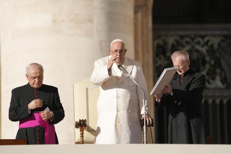 Pope Francis blesses audience