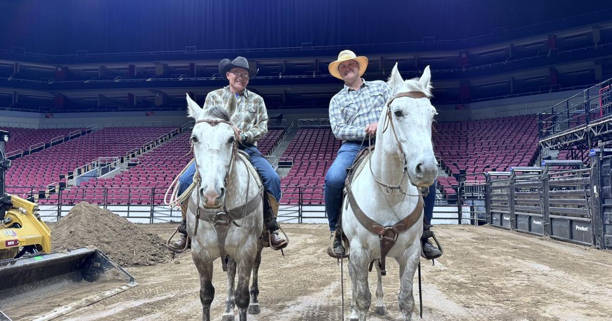 Professional Bull Riders show their stuff inside the KFC Yum! Center during PBR Unleash the ...
