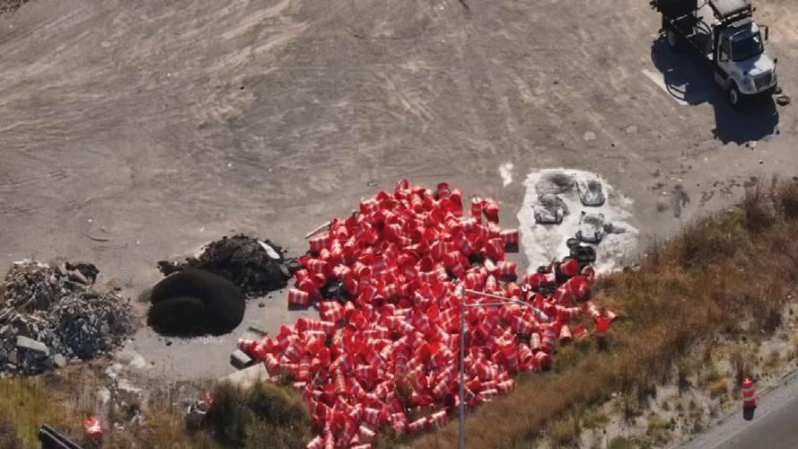 Orange construction cones near I-65