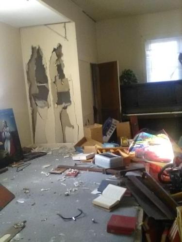 Damage to South Fork Church of God in Powell County, Kentucky after vandals break in
