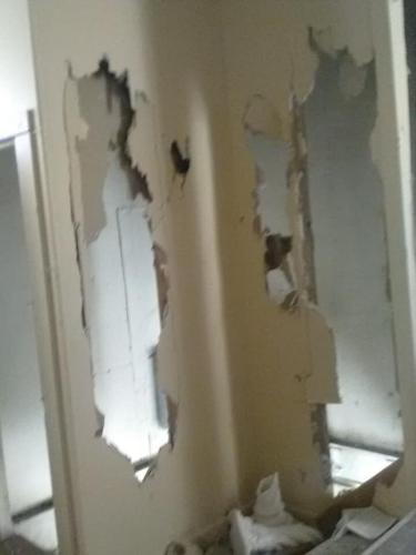 Damage to South Fork Church of God in Powell County, Kentucky after vandals break in