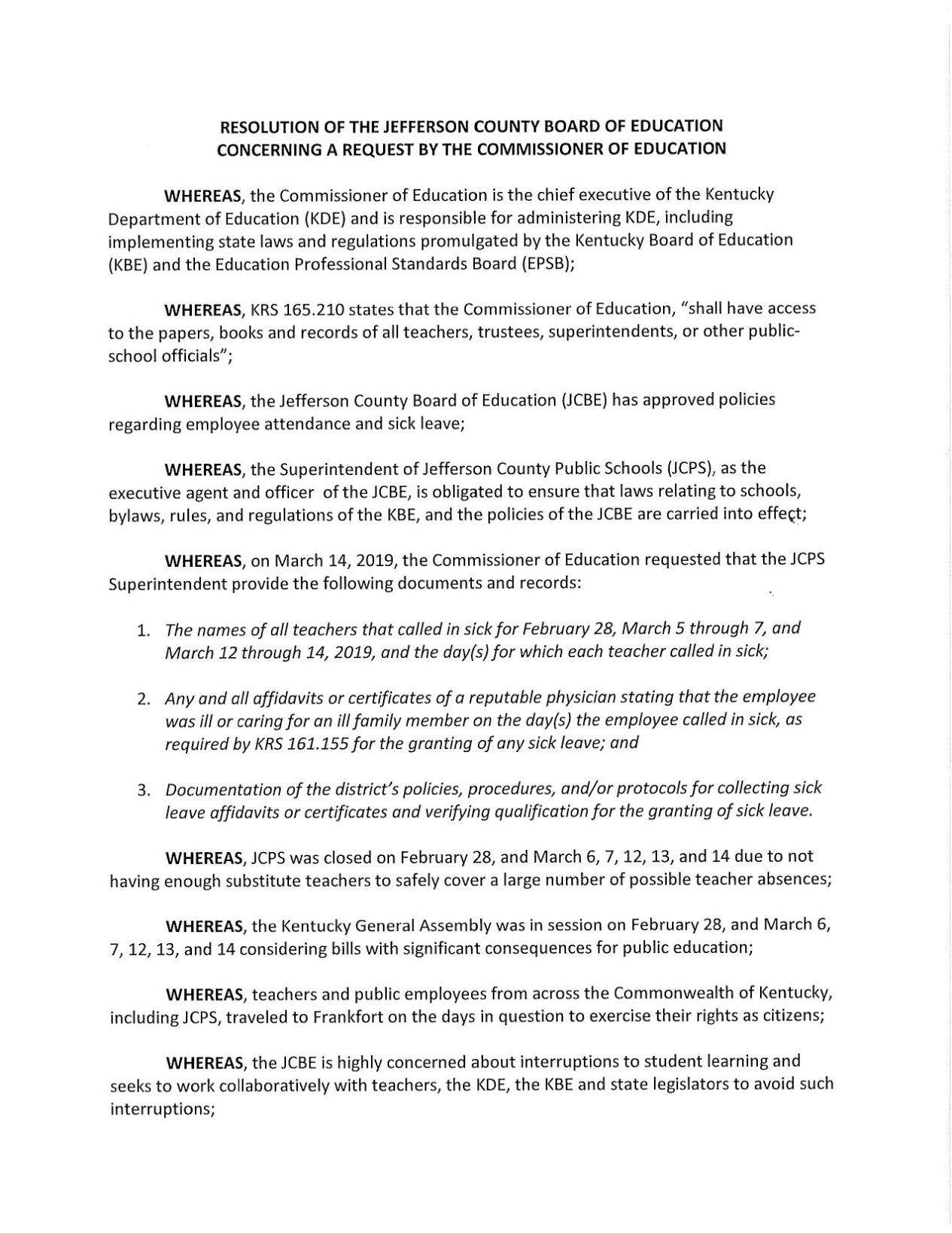 JCBE Resolution
