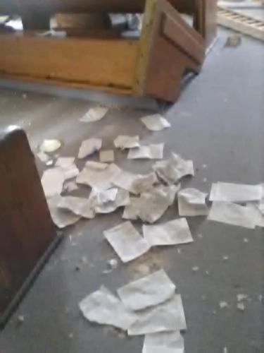 Damage to South Fork Church of God in Powell County, Kentucky after vandals break in