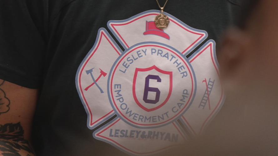 Around two dozen young girls participate in the third annual Lesley Prather Empowerment Camp at the Louisville Fire Training Academy