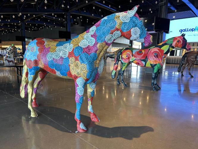 Gallopalooza Horse statues at Churchill Downs First Turn Club