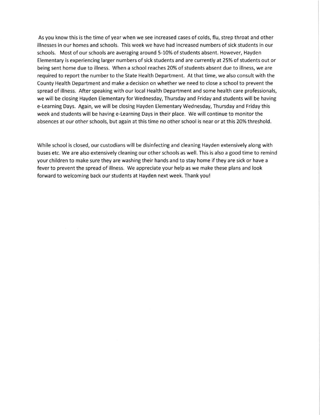 Jennings County Schools Superintendent Statement