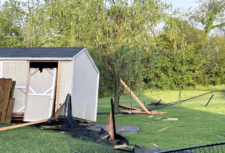 Storm debris in southern Indiana yard