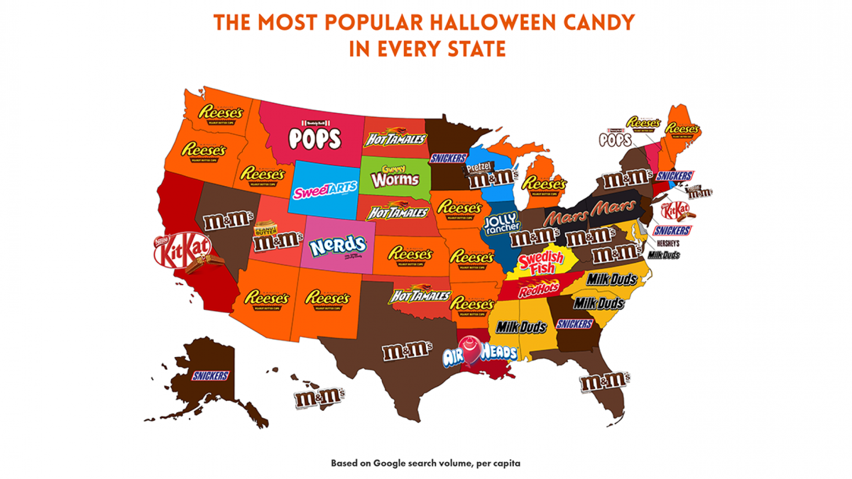 Halloween Candy Map Reveals Which State Prefers What News Wdrb Com